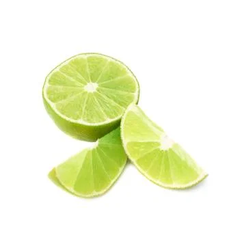 Served lime fruit composition isolated over the white background Stock Photos