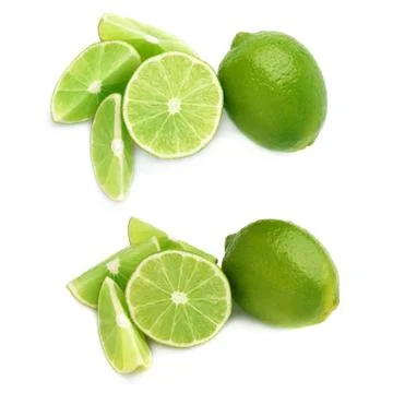 Served lime fruit composition isolated over the white background, set of Stock Photos