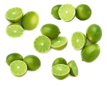Served lime fruit composition isolated over the white background, set of Stock Photos