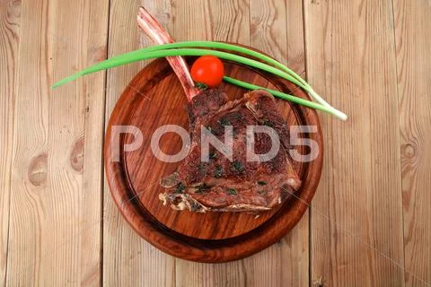 Served main course: boned roasted ribs Stock Photos