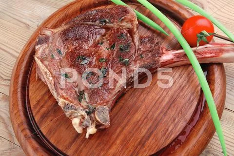 Served main course: grilled ribs Stock Photos