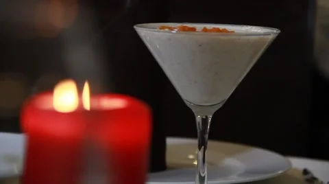 Served meal in the glass with handle Stock Footage 48397491