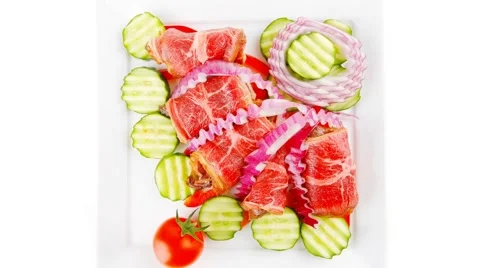 Served meat rolls on white Vídeos de archivo 57911159