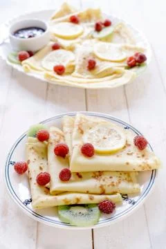 Served pancakes Stock Photos