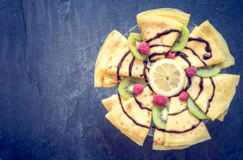 Served pancakes Stock Photos