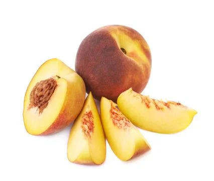 Served peach fruit composition isolated Stock Photos