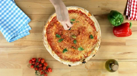 Served pizza, top view Stock Footage 50368680