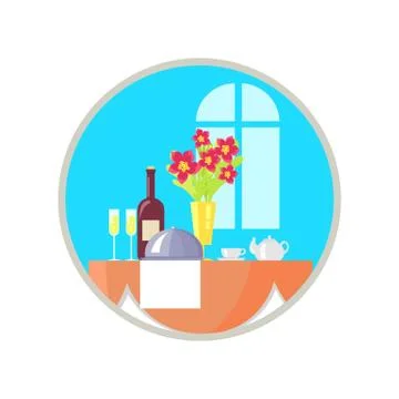 Served Restaurant Table Icon Vector Illustration Stock Illustration