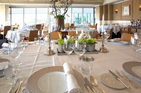 Served restaurant table Stock Photos