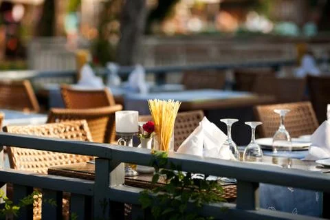 Served restaurant table Stock Photos