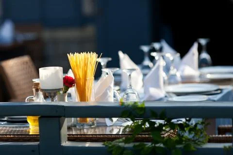 Served restaurant table Stock Photos