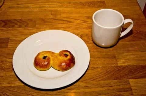 Served saffron bun Stock Photos