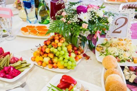 Served table at the Banquet Stock Photos