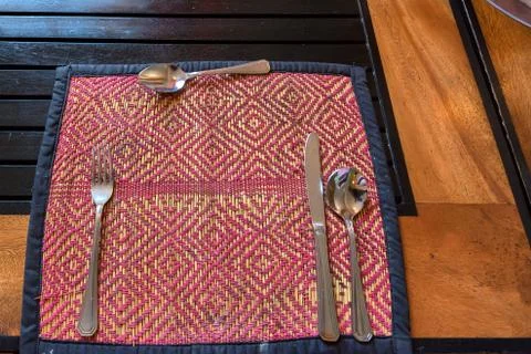 Served table at cafe Foto stock