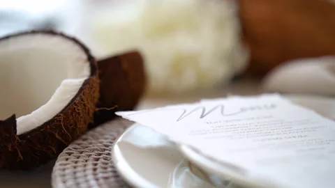 Served table for dinner Vídeo Stock 140517912