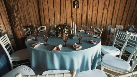 Served Table For Guests At The Wedding. Stock-Footage 108586244