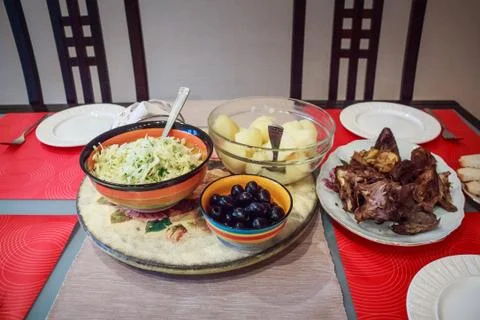 Served table at home Stock Photos