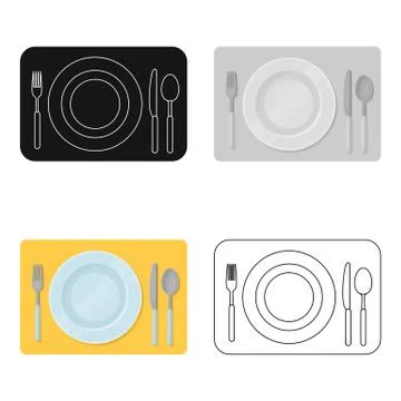 Served table icon in cartoon style isolated on white background. Rest and travel Stock Illustration