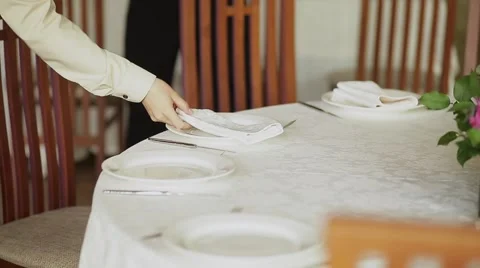 Served table in a restaurant Stock-Footage 55904903