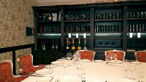 Served table in a restaurant Stock Footage 99360146