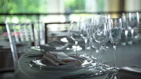 Served table in a restaurant Video stock 218613734