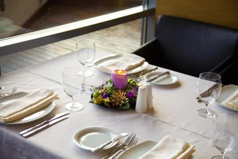 Served table in a restaurant Stock Photos