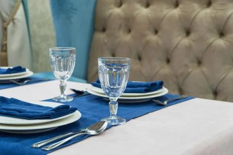 Served table in the restaurant Stock Photos