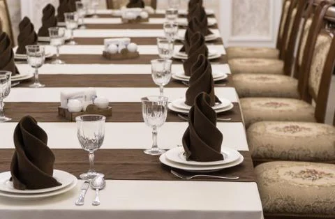 Served table in the restaurant Stock Photos