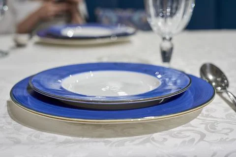 Served table in a restaurant Stock Photos