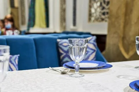 Served table in a restaurant Stock Photos