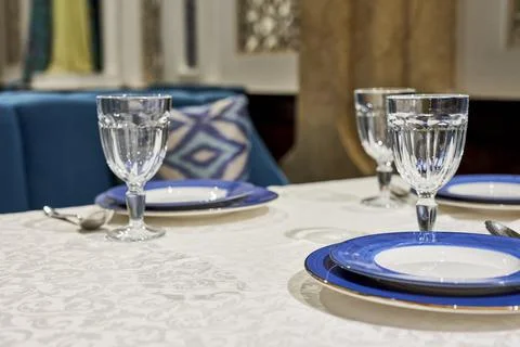 Served table in a restaurant Stock Photos