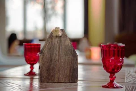 Served tables at cafe or restaurant Foto stock