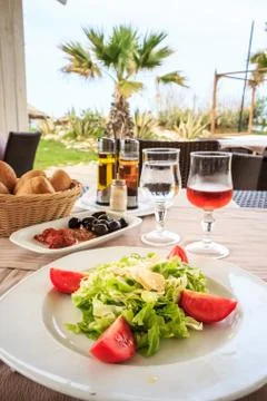 Served tables at cafe Stock Photos