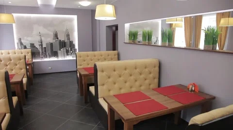 Served tables waiting for clients Stock Footage 55617665