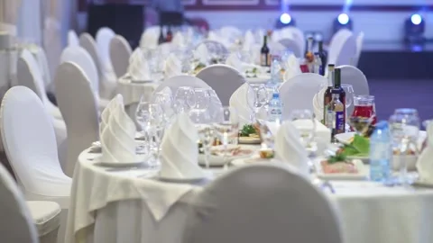 Served tables without people Stock Footage 159881885