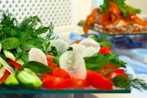 Served vegetables Stock Photos