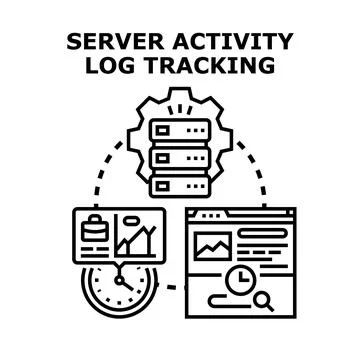 Server activity log tracking concept illustration Illustrazione stock