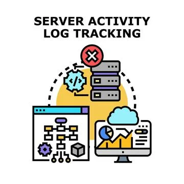 Server activity log tracking for data analysis Stock-Illustration