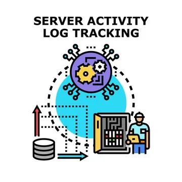 Server activity log tracking for database security and optimization 스톡 일러스트