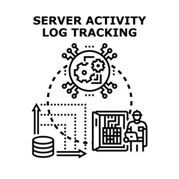 Server activity log tracking for database security and optimization Stock Illustration