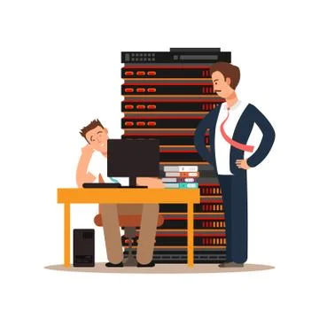 Server administrator workplace Stock Illustration