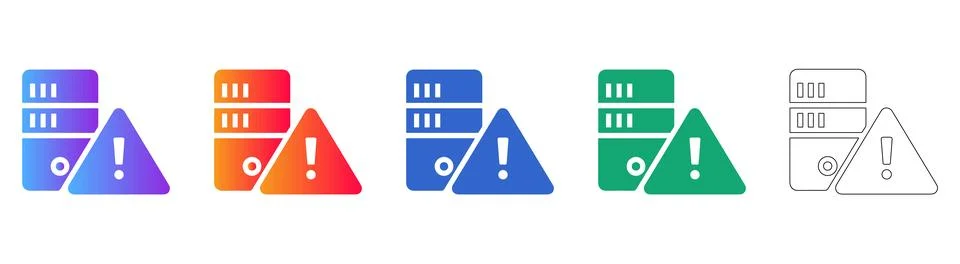 Server Alert and Maintenance Error Icons Иллюстрация