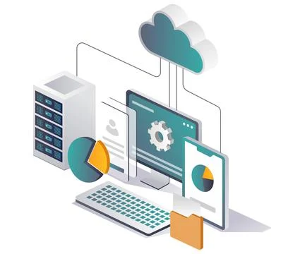 Server and cloud computer network Stock Illustration