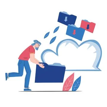 Server and cloud computing, internet hosting, file storage and data managemen Stock Illustration