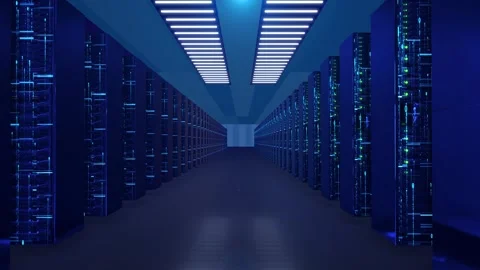 Server and computer room 3D animation Stock Footage 313775365