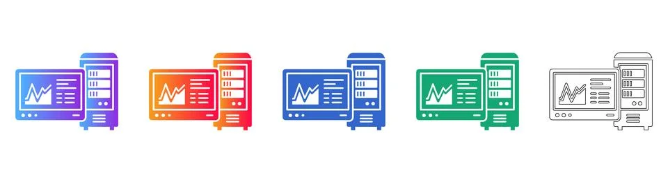 Server and Data Analytics Dashboard Icons Illustrazione stock