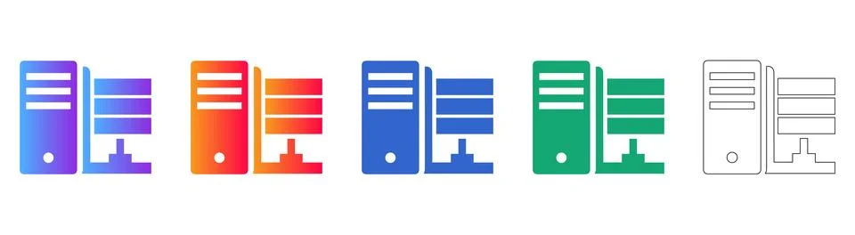 Server and Data Center Icon Collection Stock Illustration