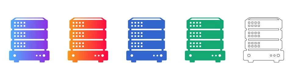 Server and Data Center Rack Icon Set Stock Illustration