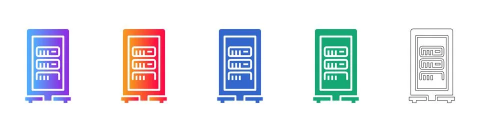 Server and Data Infrastructure Icon Set Stock Illustration