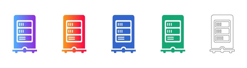 Server and Data Storage Icons Stock Illustration